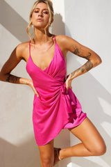 That's A Wrap Mini Dress - Hot Pink