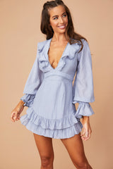 Ruffled Up Mini Dress - Midnight Blue