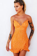 Gracie Lace Mini Dress // Orange | Sage and Paige.