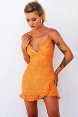 Gracie Lace Mini Dress // Orange | Sage and Paige.