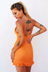 Gracie Lace Mini Dress // Orange | Sage and Paige.