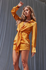 Evelyn Satin Dress - Sunset