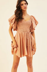 Italian Summer Mini Dress - Mocha