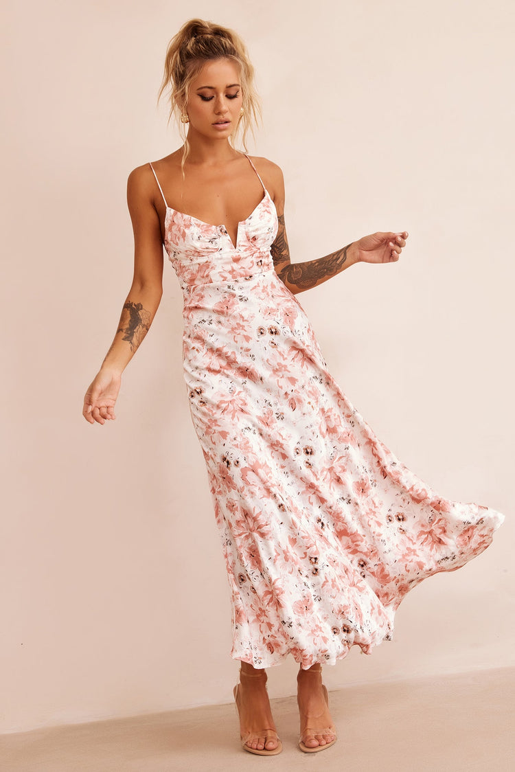 Pink midi summer dress best sale