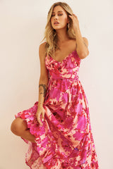 So Be It Midi Dress - Pink Multi