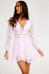 Misha Lace Mini Dress - Pink