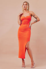 Stacked Up Midi Dress - Tangerine