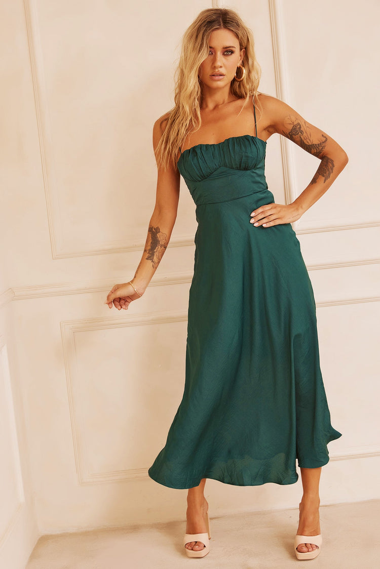 Affectionate Love Midi Dress - Forest Green