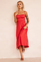 Affectionate Love Midi Dress - Red