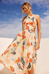 Holding On Midi Dress - Orange Multi