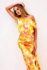 Drive By Midi Dress - Yellow Multi