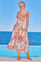 Spirited Midi Dress - Coral Multi