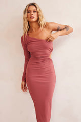 Sheer Glow Midi Dress - Antique Rose