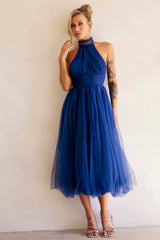 Her Statement Midi Dress - Navy