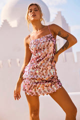 Sparks Fly Mini Dress - Pink Gold