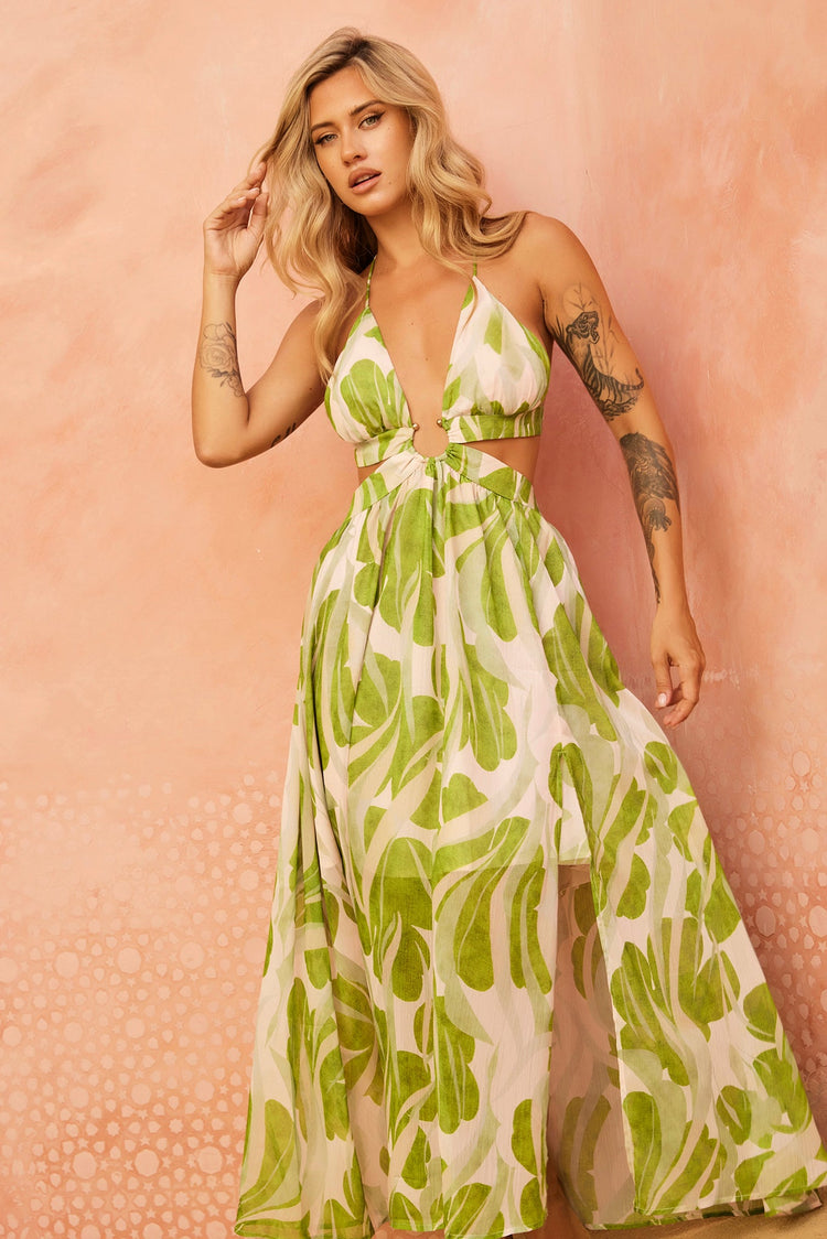 Forest Favors Maxi Dress - Green