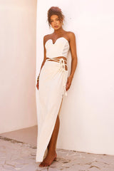 Date And Night Maxi Skirt - Beige