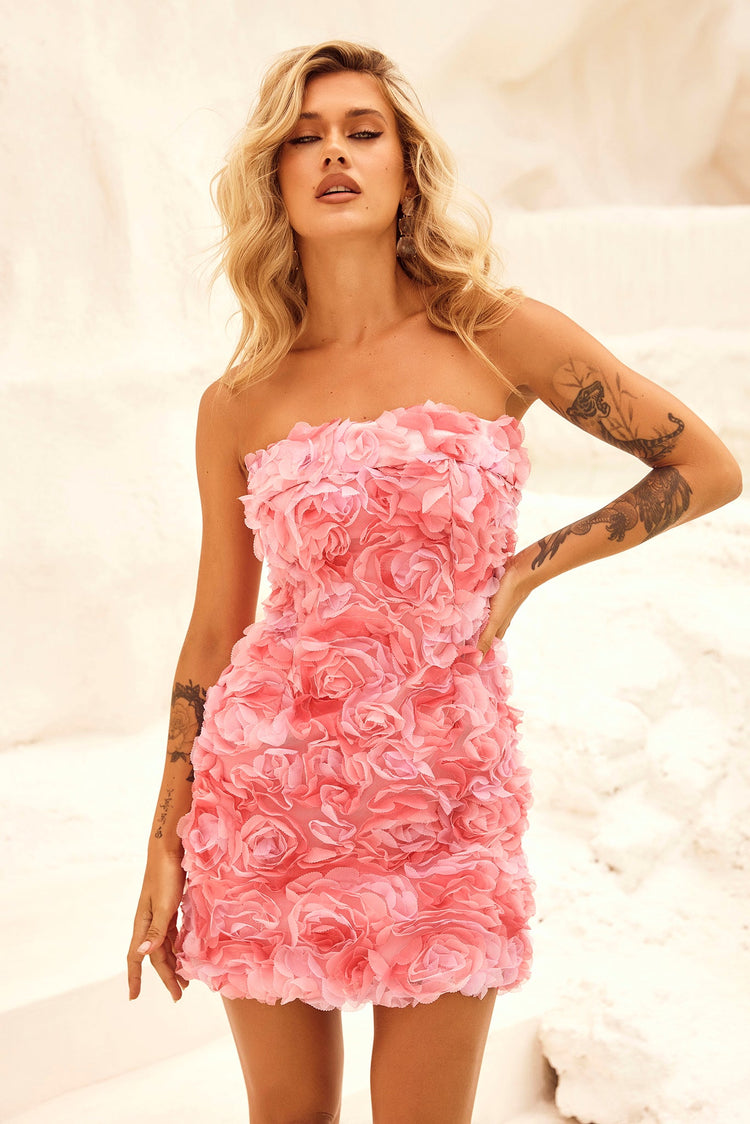 Rose Kiss Mini Dress - Pink