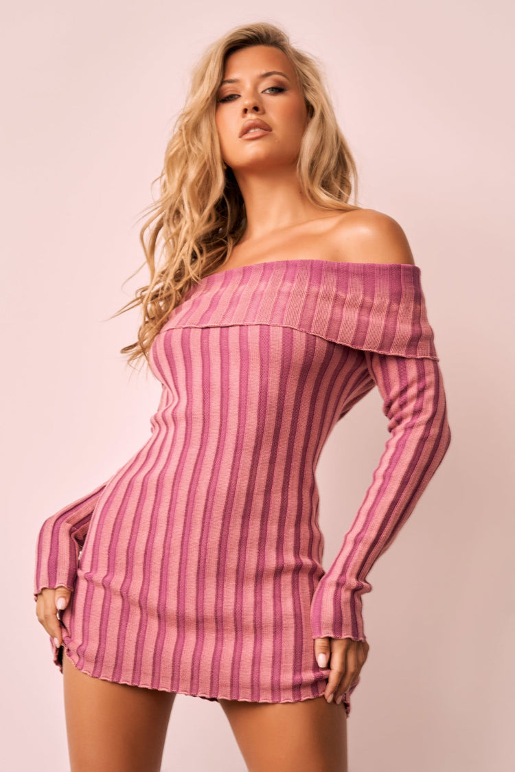 Evermore love Knit Mini Dress - Pink