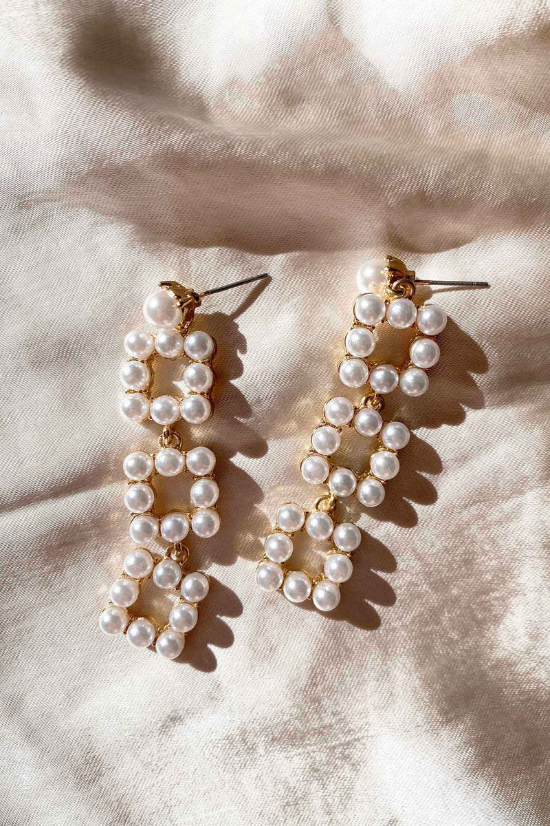 Pearl Eternity Pave Drop Earrings